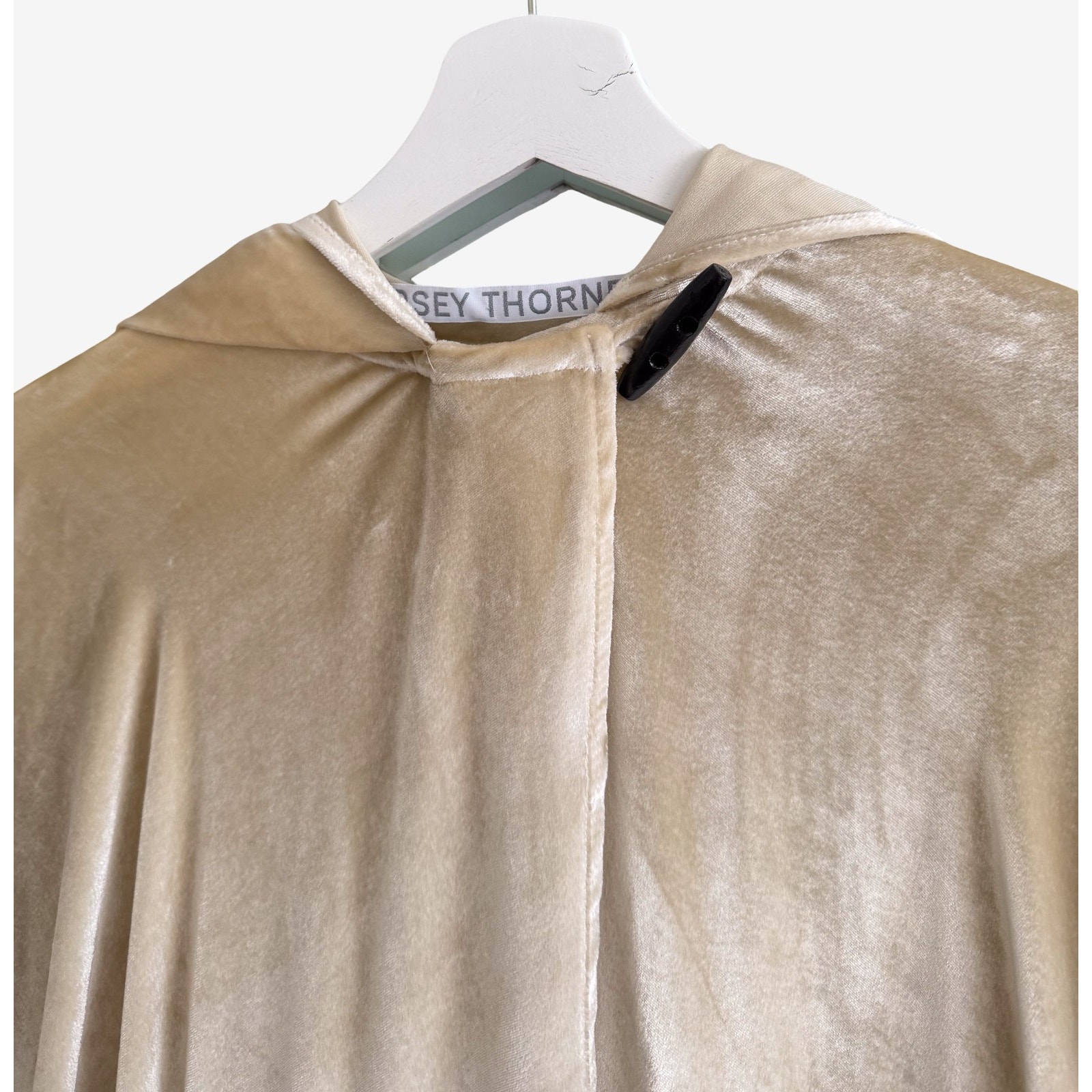 Lindsey Thornburg Silk Velvet Hooded Cloak Cape Draped Fringe Os — image 7 of 8